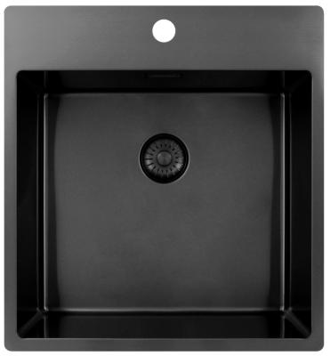 Pure.Sink Exclusivo Gun Metal sink 49x52 cm Tapwing with faucet hole bench 10mm radius PEX4540T-61
