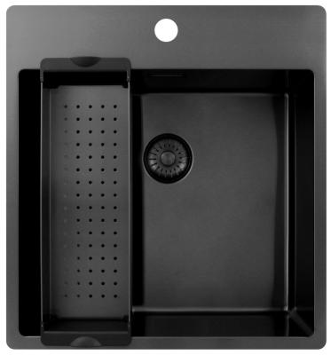 Pure.Sink Exclusivo Gun Metal sink 49x52 cm Tapwing with faucet hole bench 10mm radius PEX4540T-61