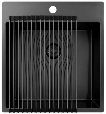 Pure.Sink Exclusivo Gun Metal sink 49x52 cm Tapwing with faucet hole bench 10mm radius PEX4540T-61