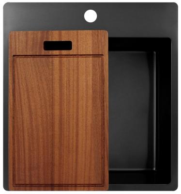 Pure.Sink Exclusivo Gun Metal sink 49x52 cm Tapwing with faucet hole bench 10mm radius PEX4540T-61