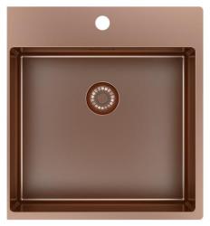 Pure.Sink Exclusivo Fregadero de cobre 49x52 cm Tapwing con banco de agujero de grifo radio 10mm PEX4540T-62