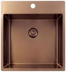 Pure.Sink Exclusivo Fregadero de cobre 49x52 cm Tapwing con banco de agujero de grifo radio 10mm PEX4540T-62