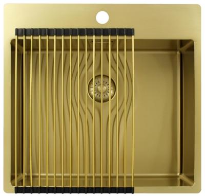 Pure.Sink Exclusivo Gold sink 54x52 cm Tapwing with tap hole bank 10mm radius PEX5040T-60