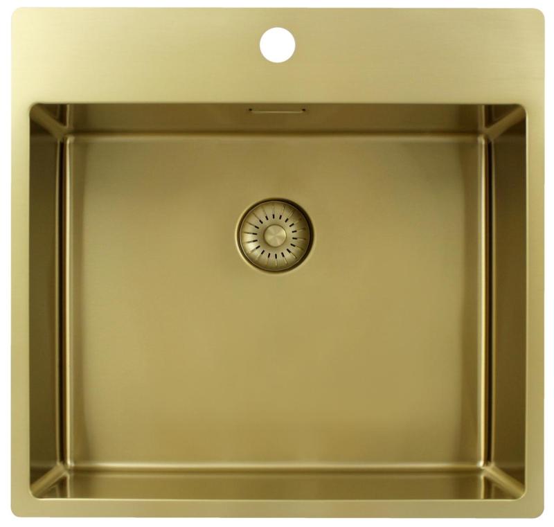 Pure.Sink Exclusivo Fregadero dorado de 54x52 cm Tapwing con banco de orificios de grifo radio de 10mm PEX5040T-60