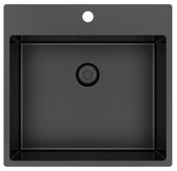 Pure.Sink Exclusivo Gun Metal fregadero 54x52 cm Tapwing con banco de agujeros para grifo, radio de 10mm PEX5040T-61