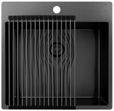 Pure.Sink Exclusivo Gun Metal sink 54x52 cm Tapwing with faucet hole bank 10mm radius PEX5040T-61