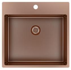 Pure.Sink Exclusivo Fregadero de cobre 54x52 cm Tapwing con banco de agujeros para grifo radio de 10mm PEX5040T-62