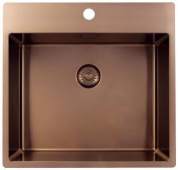 Pure.Sink Exclusivo Fregadero de cobre 54x52 cm Tapwing con banco de agujeros para grifo radio de 10mm PEX5040T-62