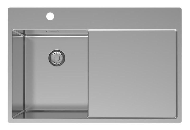 Pure.Sink Exclusivo RVS pequeño fregadero con zona de escurrido 78x52 cm Tapwing a la izquierda PEX3478LT-02