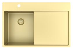 Pure.Sink Exclusivo Pequeño fregadero dorado con zona de escurrido 78x52 cm Tapwing a la izquierda PEX3478LT-60