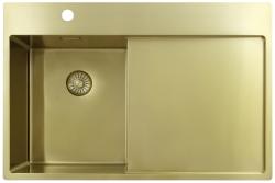 Pure.Sink Exclusivo Pequeño fregadero dorado con zona de escurrido 78x52 cm Tapwing a la izquierda PEX3478LT-60