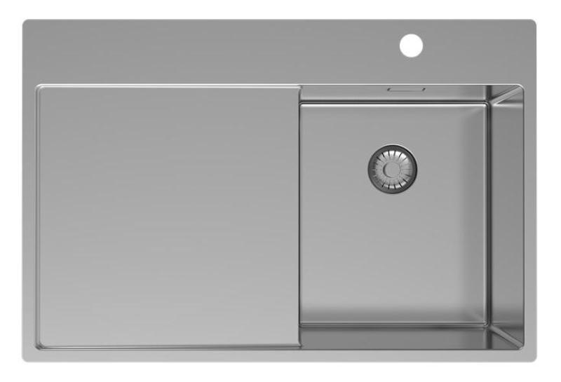 Pure.Sink Exclusivo RVS pequeño fregadero con zona de escurrido 78x52 cm Tapwing a la derecha PEX3478RT-02