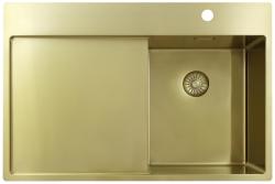 Pure.Sink Exclusivo Pequeño fregadero dorado con área de drenaje 78x52 cm Tapwing a la derecha PEX3478RT-60