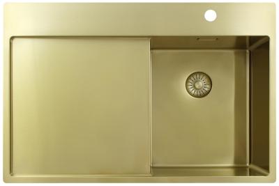 Pure.Sink Exclusivo Gold small sink with drainer 78x52 cm Tapwing right PEX3478RT-60