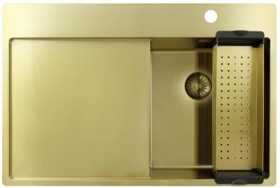 Pure.Sink Exclusivo Gold small sink with drainer 78x52 cm Tapwing right PEX3478RT-60