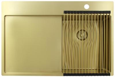 Pure.Sink Exclusivo Gold small sink with drainer 78x52 cm Tapwing right PEX3478RT-60