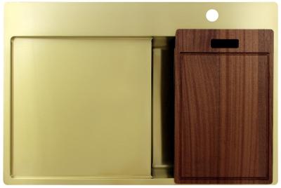 Pure.Sink Exclusivo Gold small sink with drainer 78x52 cm Tapwing right PEX3478RT-60