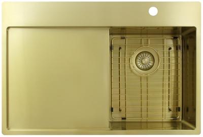 Pure.Sink Exclusivo Gold small sink with drainer 78x52 cm Tapwing right PEX3478RT-60