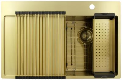 Pure.Sink Exclusivo Gold small sink with drainer 78x52 cm Tapwing right PEX3478RT-60