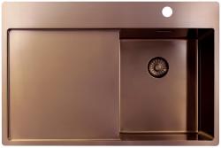 Pure.Sink Exclusivo Pequeño fregadero de cobre con área de escurrimiento 78x52 cm Tapwing a la derecha PEX3478RT-62