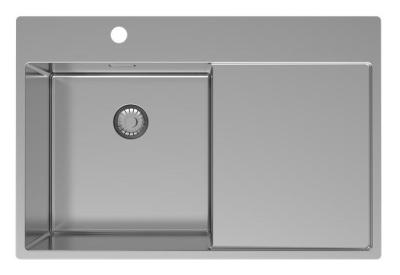 Pure.Sink Exclusivo Stainless Steel Sink with Draining Area 78x52 cm Tapwing left PEX4078LT-02