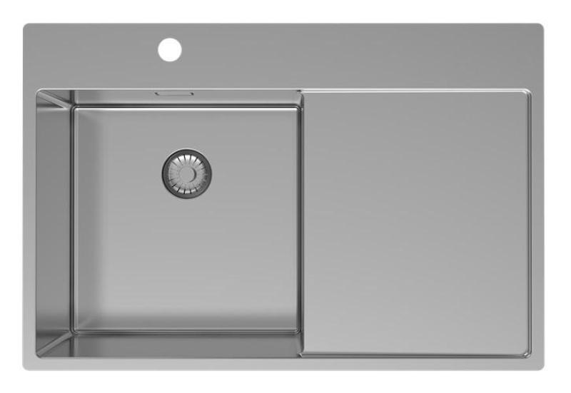 Pure.Sink Exclusivo fregadero de acero inoxidable con área de escurrido 78x52 cm Tapwing a la izquierda PEX4078LT-02