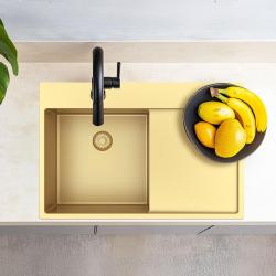 Pure.Sink Exclusivo Fregadero de oro con zona de escurrido 78x52 cm Tapwing a la izquierda PEX4078LT-60