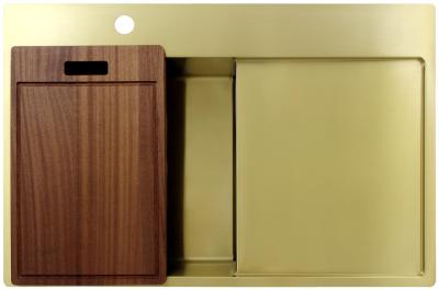 Pure.Sink Exclusivo Gold sink with drainer 78x52 cm Tapwing left PEX4078LT-60