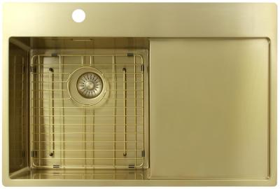 Pure.Sink Exclusivo Gold sink with drainer 78x52 cm Tapwing left PEX4078LT-60