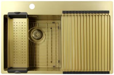 Pure.Sink Exclusivo Gold sink with drainer 78x52 cm Tapwing left PEX4078LT-60