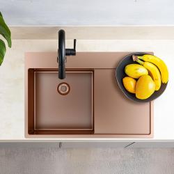 Pure.Sink Exclusivo Fregadero de cobre con área de escurrimiento 78x52 cm Tapwing a la izquierda PEX4078LT-62