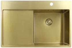Pure.Sink Exclusivo Fregadero dorado con zona de escurrido 78x52 cm Tapwing a la derecha PEX4078RT-60