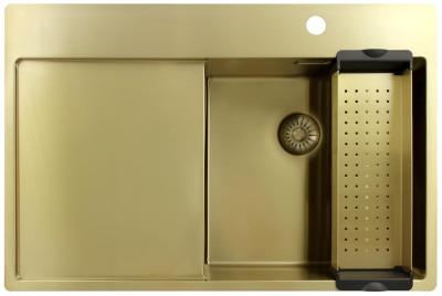 Pure.Sink Exclusivo Gold sink with draining area 78x52 cm Tapwing right PEX4078RT-60