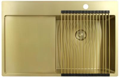 Pure.Sink Exclusivo Gold sink with draining area 78x52 cm Tapwing right PEX4078RT-60