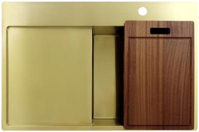 Pure.Sink Exclusivo Gold sink with draining area 78x52 cm Tapwing right PEX4078RT-60