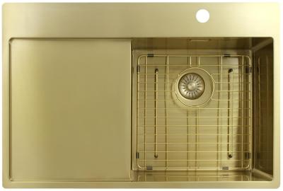 Pure.Sink Exclusivo Gold sink with draining area 78x52 cm Tapwing right PEX4078RT-60