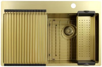 Pure.Sink Exclusivo Gold sink with draining area 78x52 cm Tapwing right PEX4078RT-60