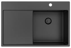 Pure.Sink Exclusivo Gun Metal fregadero con zona de escurrido 78x52 cm Tapwing a la derecha PEX4078RT-61