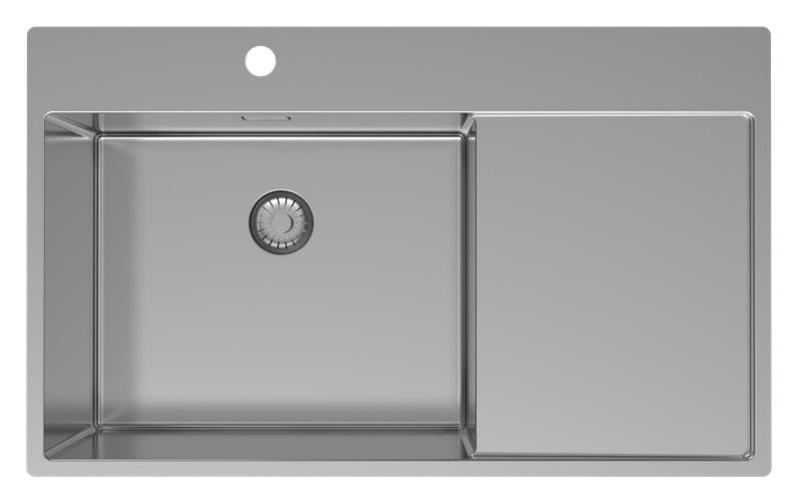 Pure.Sink Exclusivo fregadero de acero inoxidable con zona de escurrido 86x52 cm Tapwing a la izquierda PEX5086LT-02