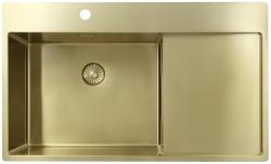Pure.Sink Exclusivo Fregadero dorado con zona de escurrido 86x52 cm Grifo a la izquierda PEX5086LT-60