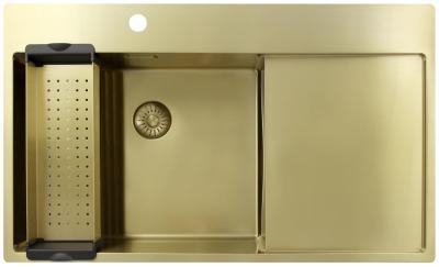 Pure.Sink Exclusivo Gold sink with drainer 86x52 cm Tapwing left PEX5086LT-60
