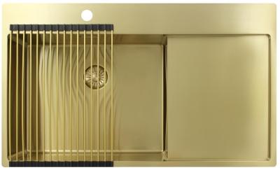 Pure.Sink Exclusivo Gold sink with drainer 86x52 cm Tapwing left PEX5086LT-60
