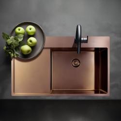 Pure.Sink Exclusivo Fregadero de cobre con área de escurrido 86x52 cm Tapwing a la izquierda PEX5086LT-62