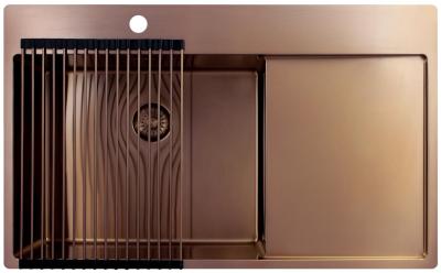Pure.Sink Exclusivo Copper sink with drainer 86x52 cm Tapwing left PEX5086LT-62