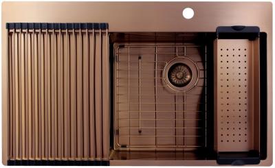 Pure.Sink Exclusivo Copper sink with drainer 86x52 cm Tapwing right PEX5086RT-62