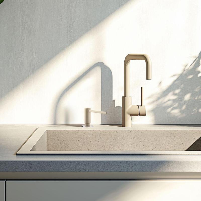 Franke Active dispensador de jabón empotrado de granito para cocina en crema de café 112.0633.091