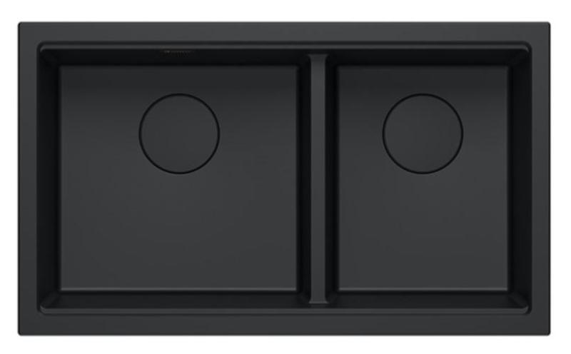 Quadri Newport II Doble Lavabo de Granito Negro Empotrado 76x45 cm con Tapón Negro 1208971371