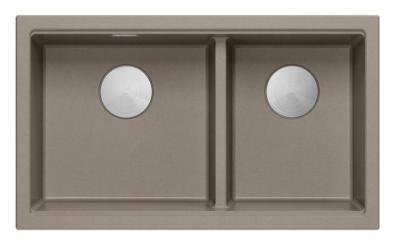 Quadri Newport II Double Taupe Granite Built-in Sink 76x45 cm with Stainless Steel plug 1208971372