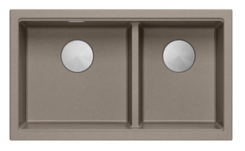 Quadri Newport II Doble Taupe Granito Fregadero de Submontaje 702 x 390 mm con tapón de acero inoxidable 1208971387