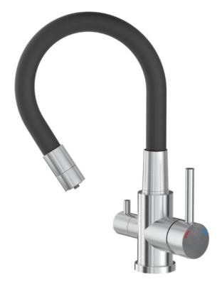 Quadri Selene Kitchen Mixer Tap Stainless Steel 3-way with flexible spout and extra connection for filtered water 1208971407